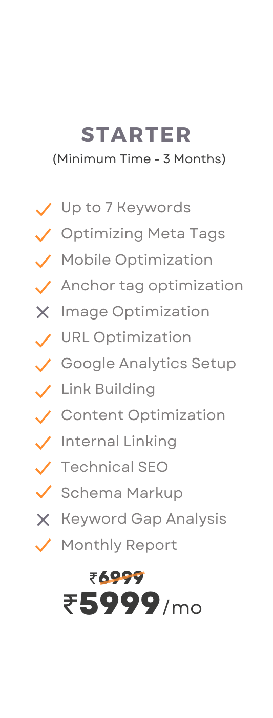SEO services starter pack pricing