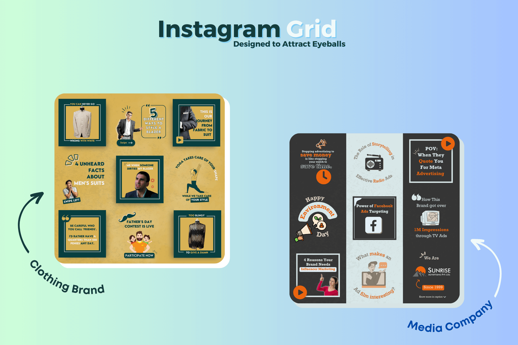 Social Media Service - Instagram Grid Designs of two brands