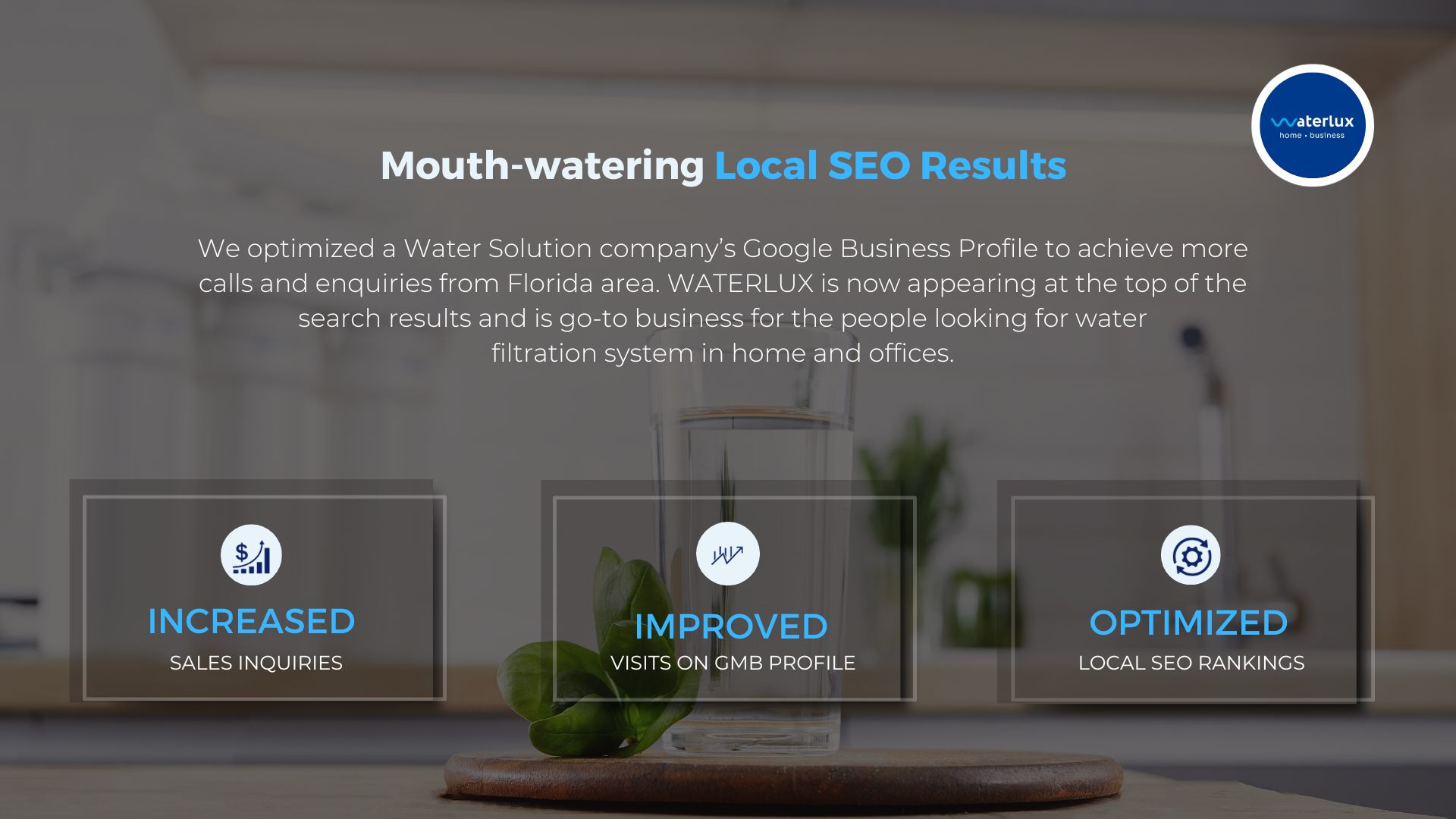 Local SEO portfolio for Water filtration solution business based in US