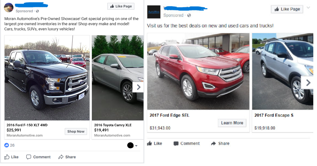 cars in Facebook Inventory ads  Meta platform