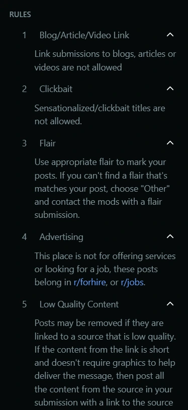 Subreddit rules