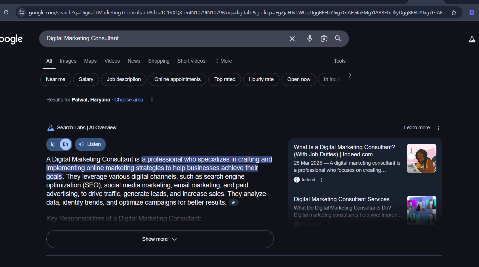 Google search result