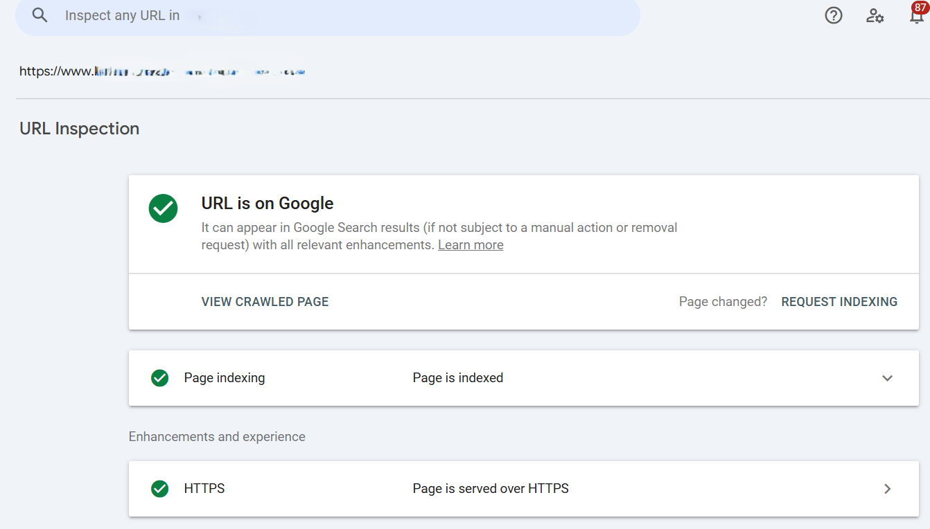 check if page is indexed or not