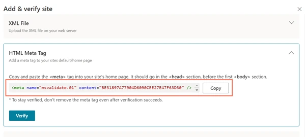 add your site to bing and verify