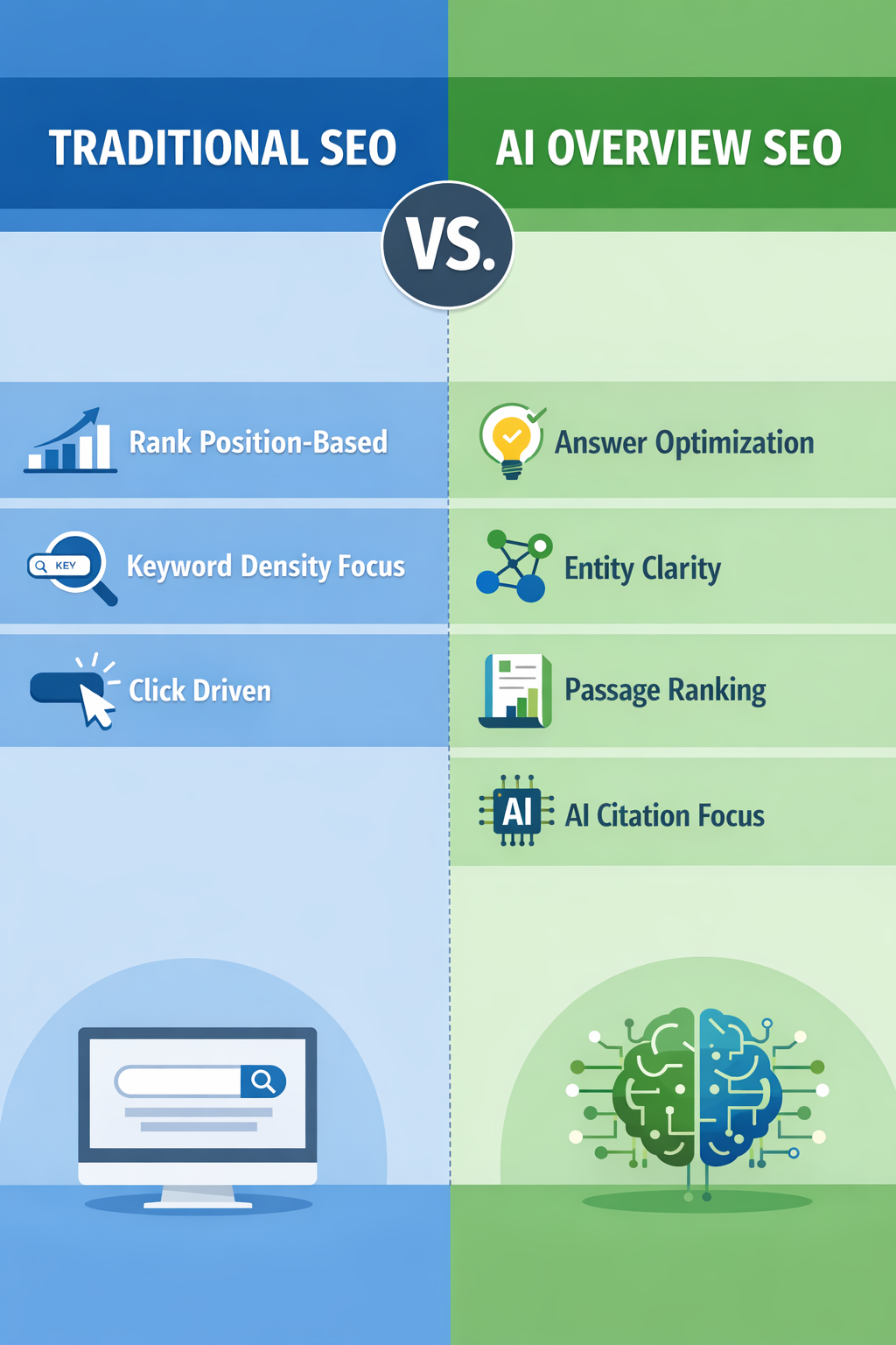 Traditional SEO vs AI Overview SEO