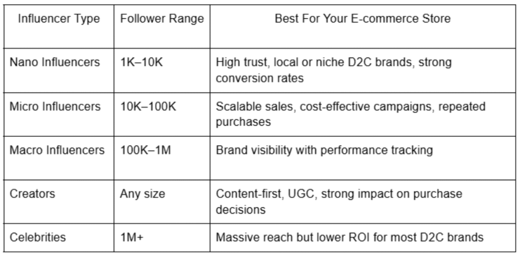 Types of Ecommerce Influencers
